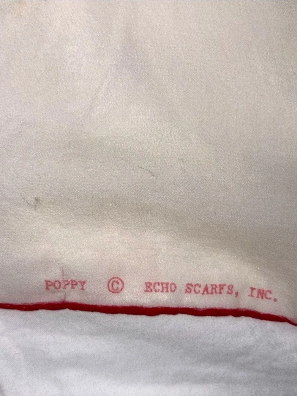 Echo Design Sheer Poppy Floral Scarf Ivory Red Oblong Wrap Romantic Spring
